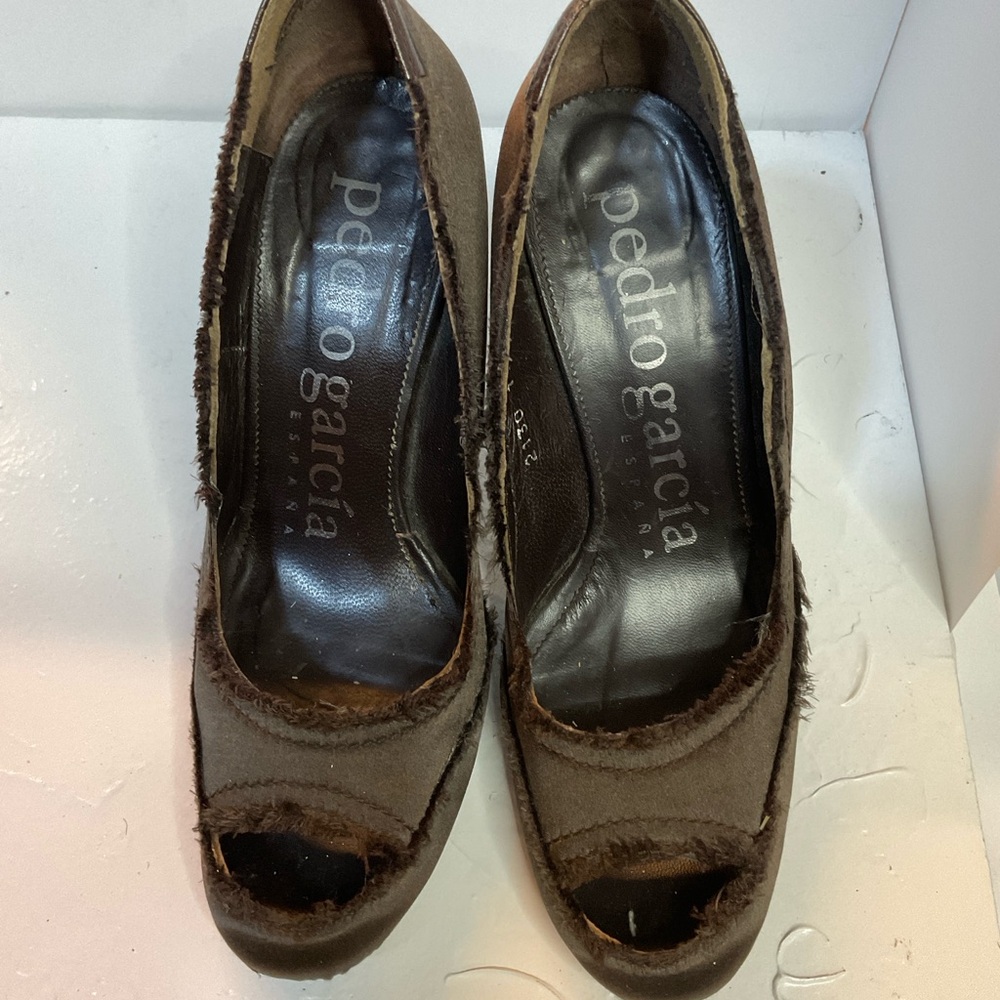 Pedro Garcia Brown Peep-Toe Heels